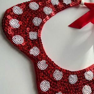 Red Satin and Sequins minnie mouse collar necklace